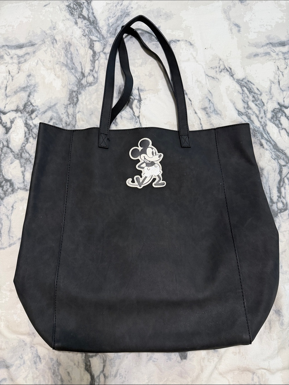 Disney Black Tote with Silver Mickey Patch